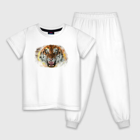 Детская пижама хлопок с принтом Пламенный тигр в Кировске, 100% хлопок |  брюки и футболка прямого кроя, без карманов, на брюках мягкая резинка на поясе и по низу штанин
 | fire | flame | symbol | tiger | zoo | животное | огонь | пламя | природа | тигр