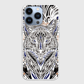 Чехол для iPhone 13 Pro с принтом БЕЛАЯ ЭТНИЧЕСКА ЛИСА   WHITE FOX в Кировске,  |  | abstract | fox | fox head | foxy | абстракция | голова лисы | животные | звери | лиса | этническая лиса | этно | этно лиса