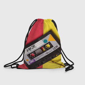 Рюкзак-мешок 3D с принтом FULL OLD DCHOOL в Кировске, 100% полиэстер | плотность ткани — 200 г/м2, размер — 35 х 45 см; лямки — толстые шнурки, застежка на шнуровке, без карманов и подкладки | Тематика изображения на принте: fakir | желтый | кассета | красный | пленка
