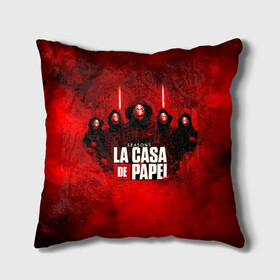 Подушка 3D с принтом БУМАЖНЫЙ ДОМ - LA CASA DE PAPEL - BELLA CIAO в Кировске, наволочка – 100% полиэстер, наполнитель – холлофайбер (легкий наполнитель, не вызывает аллергию). | состоит из подушки и наволочки. Наволочка на молнии, легко снимается для стирки | bella ciao | la casa de papel | бумажный дом | ла каса де | ла каса де папель | ла каса де пепел | лакаса | сериал | фильм