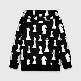 Детская толстовка 3D с принтом Белые шахматные фигуры в Кировске, 100% полиэстер | двухслойный капюшон со шнурком для регулировки, мягкие манжеты на рукавах и по низу толстовки, спереди карман-кенгуру с мягким внутренним слоем | checkmate | chess | chess board | chess game | chess pieces | chess player | chessboard | gambit | game | king | pawn | queen | гамбит | игра | король | мат | партия | ферзь | фигуры | шахматист | шахматы
