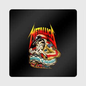 Магнит виниловый Квадрат с принтом Metallica WELCOME TO ROCKVILLE в Кировске, полимерный материал с магнитным слоем | размер 9*9 см, закругленные углы | hard | heavy | james hetfield | kirk hammett | lars ulrich | metallica | music | robert trujillo | rock band | thrash | thrashmetal | джеймс хэтфилд | кирк хэмметт | ларс ульрих | метал | металика | металлика | музыка | роберт трухильо | рок группа | трэш