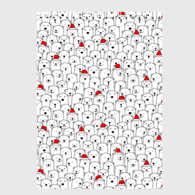 Скетчбук с принтом Белые медведи на Рождество в Кировске, 100% бумага
 | 48 листов, плотность листов — 100 г/м2, плотность картонной обложки — 250 г/м2. Листы скреплены сверху удобной пружинной спиралью | caps | christmas | new year | polar bears | red hats | santa claus | santas | белые медведи | деды морозы | колпаки | красные шапки | новый год | рождество | санта клаусы