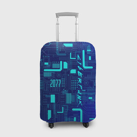 Чехол для чемодана 3D с принтом Киберпанк Зима 2022 в Кировске, 86% полиэфир, 14% спандекс | двустороннее нанесение принта, прорези для ручек и колес | импульсы | киберпанк | минимализм | полосы | схемы