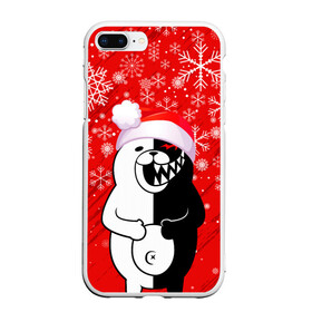 Чехол для iPhone 7Plus/8 Plus матовый с принтом НОВОГОДНИЙ MONOKUMA. в Кировске, Силикон | Область печати: задняя сторона чехла, без боковых панелей | 2022 | anime | black  white | danganronpa | happy new year | kurokuma | merry christmas | monodam | monokuma | monomi | monotaro | pink | shirokuma | аниме | год тигра | зима близко | мoноми | монокума | нг | новогодний | новый год | новый 