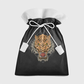 Подарочный 3D мешок с принтом Голова тигра в ромбе в Кировске, 100% полиэстер | Размер: 29*39 см | furry | low poly | tiger | восточный тигр | год тигра | голова | кошка | лоу поли | тигр | тигренок | фурри | хищник