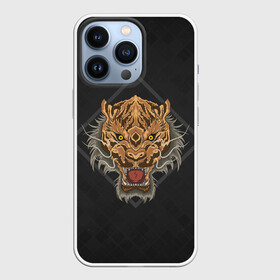 Чехол для iPhone 13 Pro с принтом Голова тигра в ромбе в Кировске,  |  | furry | low poly | tiger | восточный тигр | год тигра | голова | кошка | лоу поли | тигр | тигренок | фурри | хищник