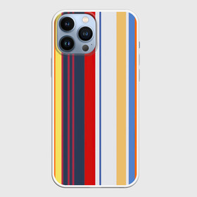 Чехол для iPhone 13 Pro Max с принтом Stripes Abstract в Кировске,  |  | абстракция | акриловая | акриловый | без лишнего | белую | белый | в полоску | голубую | желтую | желтый | красную | красный | линии | на каждый день | полоски | разноцветная | разноцветное