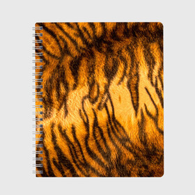 Тетрадь с принтом Шкура тигра 2022 в Кировске, 100% бумага | 48 листов, плотность листов — 60 г/м2, плотность картонной обложки — 250 г/м2. Листы скреплены сбоку удобной пружинной спиралью. Уголки страниц и обложки скругленные. Цвет линий — светло-серый
 | 2022 | год тигра | новый год | новый год 2022 | символ года | тигр | тигренок | тигрица | тигры