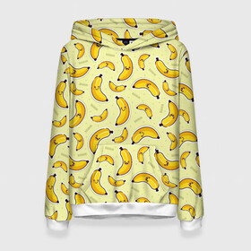 Женская толстовка 3D с принтом Банановый Бум в Кировске, 100% полиэстер  | двухслойный капюшон со шнурком для регулировки, мягкие манжеты на рукавах и по низу толстовки, спереди карман-кенгуру с мягким внутренним слоем. | банан | банановый | бананы | паттерн | прикол | фрукты