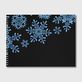 Альбом для рисования с принтом Минималистичные Снежинки в Кировске, 100% бумага
 | матовая бумага, плотность 200 мг. | зима | минимализм | новый год | снег | снегопад | снежинки