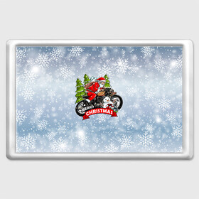 Магнит 45*70 с принтом Санта Байкер Santa on the motorbike в Кировске, Пластик | Размер: 78*52 мм; Размер печати: 70*45 | Тематика изображения на принте: bike | christmas | moto | santa | байк | дед мороз | елка | зима | мотоцикл | новый год | подарок | рождество | санта | снег | снеговик | снежинка