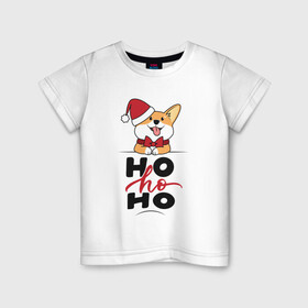 Детская футболка хлопок с принтом Corgi | Ho ho Ho в Кировске, 100% хлопок | круглый вырез горловины, полуприлегающий силуэт, длина до линии бедер | Тематика изображения на принте: 2022 | 2022 год | happy new year | santa | год тигра | дед мороз | каникулы | мороз | новогодний свитер | новый год | новый год 2022 | новый год тигра | оливье | праздник | рождество | санта клаус | свитер новогодний