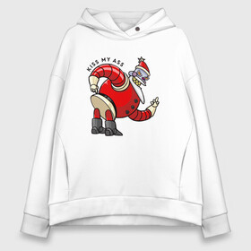 Женское худи Oversize хлопок с принтом Futurama Kiss my ass в Кировске, френч-терри — 70% хлопок, 30% полиэстер. Мягкий теплый начес внутри —100% хлопок | боковые карманы, эластичные манжеты и нижняя кромка, капюшон на магнитной кнопке | 2022 | 2022 год | happy new year | santa | год тигра | дед мороз | каникулы | мороз | новогодний свитер | новый год | новый год 2022 | новый год тигра | оливье | праздник | рождество | санта клаус | свитер новогодний