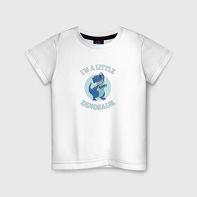 Детская футболка хлопок с принтом Маленький милый динозавр в Кировске, 100% хлопок | круглый вырез горловины, полуприлегающий силуэт, длина до линии бедер | детский принт | дино | динозавр | для детей | подарок ребенку