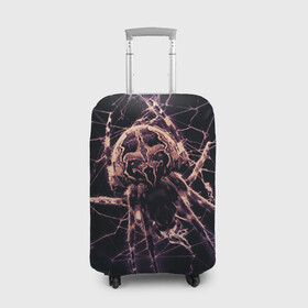 Чехол для чемодана 3D с принтом Паук (neon) в Кировске, 86% полиэфир, 14% спандекс | двустороннее нанесение принта, прорези для ручек и колес | black | insect | neon | spider | tarantula | web | насекомое | неоновый | паук | паутина | тарантул | черный