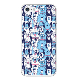 Чехол для iPhone 5/5S матовый с принтом Забавные Пёсели паттерн Funny Dogs pattern в Кировске, Силикон | Область печати: задняя сторона чехла, без боковых панелей | dog | бульдог | далматинец | йорк | мопс | песик | порода | смешной | собака