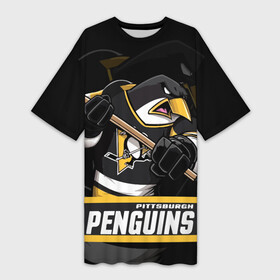 Платье-футболка 3D с принтом Питтсбург Пингвинз, Pittsburgh Penguins в Кировске,  |  | hockey | nhl | penguins | pittsburg | pittsburgh | pittsburgh penguins | usa | нхл | пингвинз | питтсбург | питтсбург пингвинз | спорт | сша | хоккей | шайба