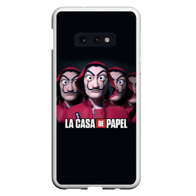 Чехол для Samsung S10E с принтом LA CASA DE PAPEL BELLA CIAO БУМАЖНЫЙ ДОМ в Кировске, Силикон | Область печати: задняя сторона чехла, без боковых панелей | bella ciao | la casa de papel | бумажный дом | ла каса де | ла каса де папель | ла каса де пепел | лакаса | сериал | фильм