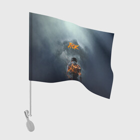 Флаг для автомобиля с принтом JioK огонь в Кировске, 100% полиэстер | Размер: 30*21 см | дым | монстры | огонь | персонаж | человек