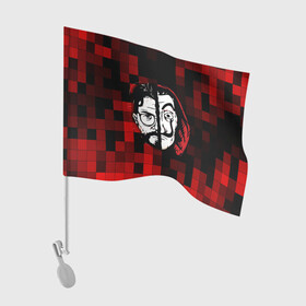 Флаг для автомобиля с принтом Бумажный Домик Шах и Мат в Кировске, 100% полиэстер | Размер: 30*21 см | бумага | два | красный | лица | маска | сериал | триллер | черный