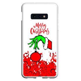 Чехол для Samsung S10E с принтом Merry Christmas Grinch в Кировске, Силикон | Область печати: задняя сторона чехла, без боковых панелей | 2022 | grinch | happy new year | merry christmas | год тигра | гринч | зима близко | нг | новогодний | новый год | новый год 2022 | рождество | снег | снежинки