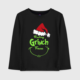 Детский лонгслив хлопок с принтом Resting Grinch Face. в Кировске, 100% хлопок | круглый вырез горловины, полуприлегающий силуэт, длина до линии бедер | 2022 | grinch | happy new year | merry christmas | год тигра | гринч | зима близко | нг | новогодний | новый год | новый год 2022 | рождество | снег | снежинки