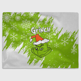 Плед 3D с принтом Grinch Green. в Кировске, 100% полиэстер | закругленные углы, все края обработаны. Ткань не мнется и не растягивается | 2022 | grinch | happy new year | merry christmas | год тигра | гринч | зима близко | нг | новогодний | новый год | новый год 2022 | рождество | снег | снежинки