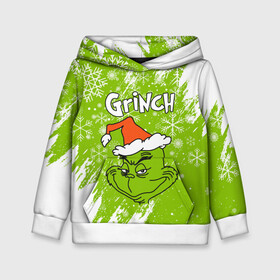 Детская толстовка 3D с принтом Grinch Green. в Кировске, 100% полиэстер | двухслойный капюшон со шнурком для регулировки, мягкие манжеты на рукавах и по низу толстовки, спереди карман-кенгуру с мягким внутренним слоем | Тематика изображения на принте: 2022 | grinch | happy new year | merry christmas | год тигра | гринч | зима близко | нг | новогодний | новый год | новый год 2022 | рождество | снег | снежинки