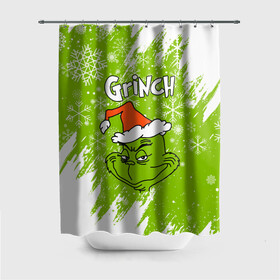 Штора 3D для ванной с принтом Grinch Green. в Кировске, 100% полиэстер | плотность материала — 100 г/м2. Стандартный размер — 146 см х 180 см. По верхнему краю — пластиковые люверсы для креплений. В комплекте 10 пластиковых колец | 2022 | grinch | happy new year | merry christmas | год тигра | гринч | зима близко | нг | новогодний | новый год | новый год 2022 | рождество | снег | снежинки