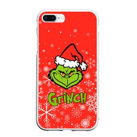 Чехол для iPhone 7Plus/8 Plus матовый с принтом Grinch Red. в Кировске, Силикон | Область печати: задняя сторона чехла, без боковых панелей | 2022 | grinch | happy new year | merry christmas | год тигра | гринч | зима близко | нг | новогодний | новый год | новый год 2022 | рождество | снег | снежинки