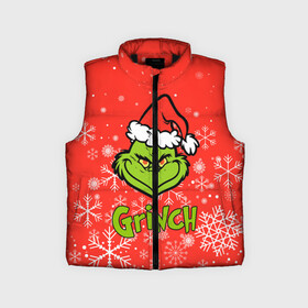 Детский жилет утепленный 3D с принтом Grinch Red. в Кировске,  |  | 2022 | grinch | happy new year | merry christmas | год тигра | гринч | зима близко | нг | новогодний | новый год | новый год 2022 | рождество | снег | снежинки