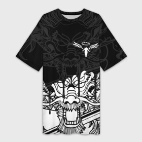 Платье-футболка 3D с принтом WALHALLA TEAM WHITE DRAGON ( НА СПИНЕ) в Кировске,  |  | anime | draken | mikey | tokyorevengers | walhalla | аниме | вальгала | дракен | иероглифы | кэн | майки | манга | мандзиро | микки | рюгудзи | сано | символы | токийские мстители