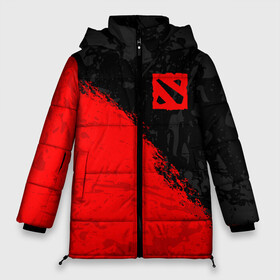 Женская зимняя куртка Oversize с принтом DOTA 2 RED LOGO, БРЫЗГИ КРАСОК в Кировске, верх — 100% полиэстер; подкладка — 100% полиэстер; утеплитель — 100% полиэстер | длина ниже бедра, силуэт Оверсайз. Есть воротник-стойка, отстегивающийся капюшон и ветрозащитная планка. 

Боковые карманы с листочкой на кнопках и внутренний карман на молнии | Тематика изображения на принте: bristleback | colors | dota | dota 2 | dota2 | heroes | invoker | lina | og team | paints | pudge | shadow | team liquid | team spirit | the international | windranger | бристелбек | бристл | брызги | брызги красок | дота | дота 2 | дота2 | краски | пудж 