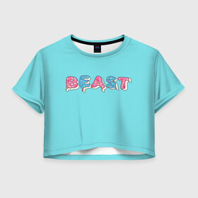 Женская футболка Crop-top 3D с принтом Mr Beast Donut в Кировске, 100% полиэстер | круглая горловина, длина футболки до линии талии, рукава с отворотами | mr beast | mrbeast | youtube | арты | блогеры | мистер бист | прикольные надписи | ютуберы