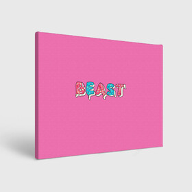 Холст прямоугольный с принтом Mr Beast Donut (Pink edition) в Кировске, 100% ПВХ |  | arts | mr beast | mrbeast | youtube | арты | блогеры | мистер бист | прикольные надписи | ютуб | ютуберы