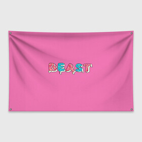 Флаг-баннер с принтом Mr Beast Donut (Pink edition) в Кировске, 100% полиэстер | размер 67 х 109 см, плотность ткани — 95 г/м2; по краям флага есть четыре люверса для крепления | arts | mr beast | mrbeast | youtube | арты | блогеры | мистер бист | прикольные надписи | ютуб | ютуберы