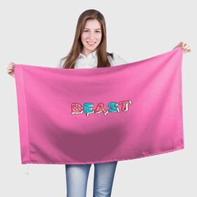 Флаг 3D с принтом Mr Beast Donut (Pink edition) в Кировске, 100% полиэстер | плотность ткани — 95 г/м2, размер — 67 х 109 см. Принт наносится с одной стороны | arts | mr beast | mrbeast | youtube | арты | блогеры | мистер бист | прикольные надписи | ютуб | ютуберы