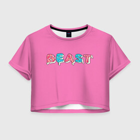 Женская футболка Crop-top 3D с принтом Mr Beast Donut (Pink edition) в Кировске, 100% полиэстер | круглая горловина, длина футболки до линии талии, рукава с отворотами | arts | mr beast | mrbeast | youtube | арты | блогеры | мистер бист | прикольные надписи | ютуб | ютуберы