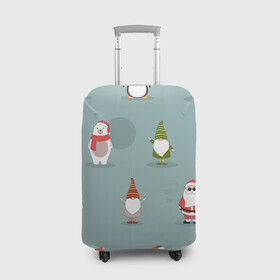 Чехол для чемодана 3D с принтом Новый Гoд в Кировске, 86% полиэфир, 14% спандекс | двустороннее нанесение принта, прорези для ручек и колес | 2022 | гном | год | дед | зима | мишка | мороз | новый | пингвин | праздик | рождество | снеговик | узор