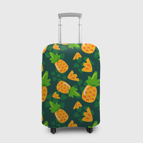Чехол для чемодана 3D с принтом Ананасы Много ананасов в Кировске, 86% полиэфир, 14% спандекс | двустороннее нанесение принта, прорези для ручек и колес | ананас | ананасовый | ананасы | сладость | фрукт