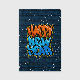 Обложка для паспорта матовая кожа с принтом С Новым Годом граффити / Happy New Year graffiti в Кировске, натуральная матовая кожа | размер 19,3 х 13,7 см; прозрачные пластиковые крепления | Тематика изображения на принте: graffiti | wall | граффити | зима | новый год | рождество | снег | снежинка | стена