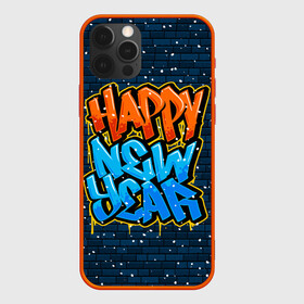 Чехол для iPhone 12 Pro с принтом С Новым Годом граффити / Happy New Year graffiti в Кировске, силикон | область печати: задняя сторона чехла, без боковых панелей | Тематика изображения на принте: graffiti | wall | граффити | зима | новый год | рождество | снег | снежинка | стена