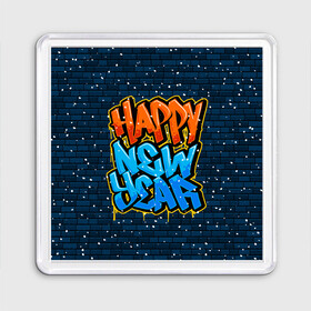 Магнит 55*55 с принтом С Новым Годом граффити / Happy New Year graffiti в Кировске, Пластик | Размер: 65*65 мм; Размер печати: 55*55 мм | Тематика изображения на принте: graffiti | wall | граффити | зима | новый год | рождество | снег | снежинка | стена