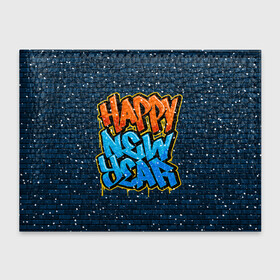 Обложка для студенческого билета с принтом С Новым Годом граффити / Happy New Year graffiti в Кировске, натуральная кожа | Размер: 11*8 см; Печать на всей внешней стороне | Тематика изображения на принте: graffiti | wall | граффити | зима | новый год | рождество | снег | снежинка | стена