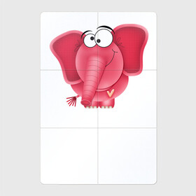 Магнитный плакат 2Х3 с принтом Розовая слониха Cotton Theme в Кировске, Полимерный материал с магнитным слоем | 6 деталей размером 9*9 см | африка | для девушек | для детей | женское | животные | природа | розовое | розовый слон | слон | слониха | смешной слон