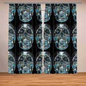 Фотошторы с принтом Skulls pattern 2028 в Кировске, Блэкаут (светозащита 90%) / Габардин (светозащита 40% | 2 полотна шириной по 145 см; Высота 200-300 см; Крепление: шторная лента (на крючки); | fashion | future | pattern | skull | vanguard | авангард | будущее | мода | стекло | узор | череп