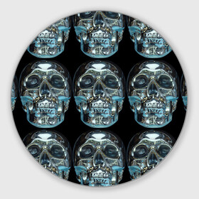 Круглый коврик для мышки с принтом Skulls pattern 2028 в Кировске, резина и полиэстер | круглая форма, изображение наносится на всю лицевую часть | fashion | future | pattern | skull | vanguard | авангард | будущее | мода | стекло | узор | череп