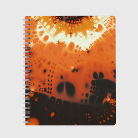 Тетрадь с принтом Коллекция Journey Оранжевый взрыв 126-3 2 в Кировске, 100% бумага | 48 листов, плотность листов — 60 г/м2, плотность картонной обложки — 250 г/м2. Листы скреплены сбоку удобной пружинной спиралью. Уголки страниц и обложки скругленные. Цвет линий — светло-серый
 | Тематика изображения на принте: abstraction | black | bright | fractal | orange | абстракция | на витрину | оранжевый | фрактал | черный | яркий