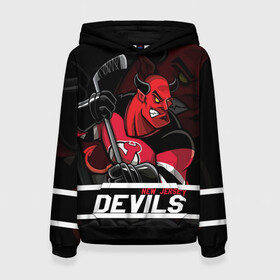 Женская толстовка 3D с принтом Нью Джерси Девилз New Jersey Devils в Кировске, 100% полиэстер  | двухслойный капюшон со шнурком для регулировки, мягкие манжеты на рукавах и по низу толстовки, спереди карман-кенгуру с мягким внутренним слоем. | devils | hockey | new jersey | new jersey devils | nhl | usa | девилз | нхл | ньюджерси | ньюджерси девилз | спорт | сша | хоккей | шайба